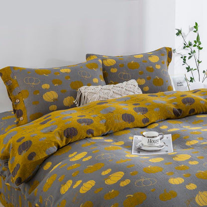 Button Pumpkin Cotton Gauze Bedding Set (4PCS) - image 2