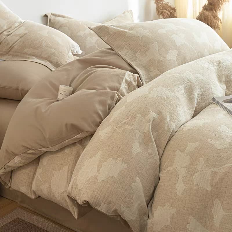 Ownkoti Ginkgo Jacquard Cotton Linen Bedding Set - image 3