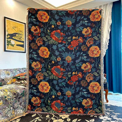 Retro Yellow Floral Sofa Throw Blanket - image 5