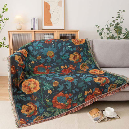 Retro Yellow Floral Sofa Throw Blanket - image 2