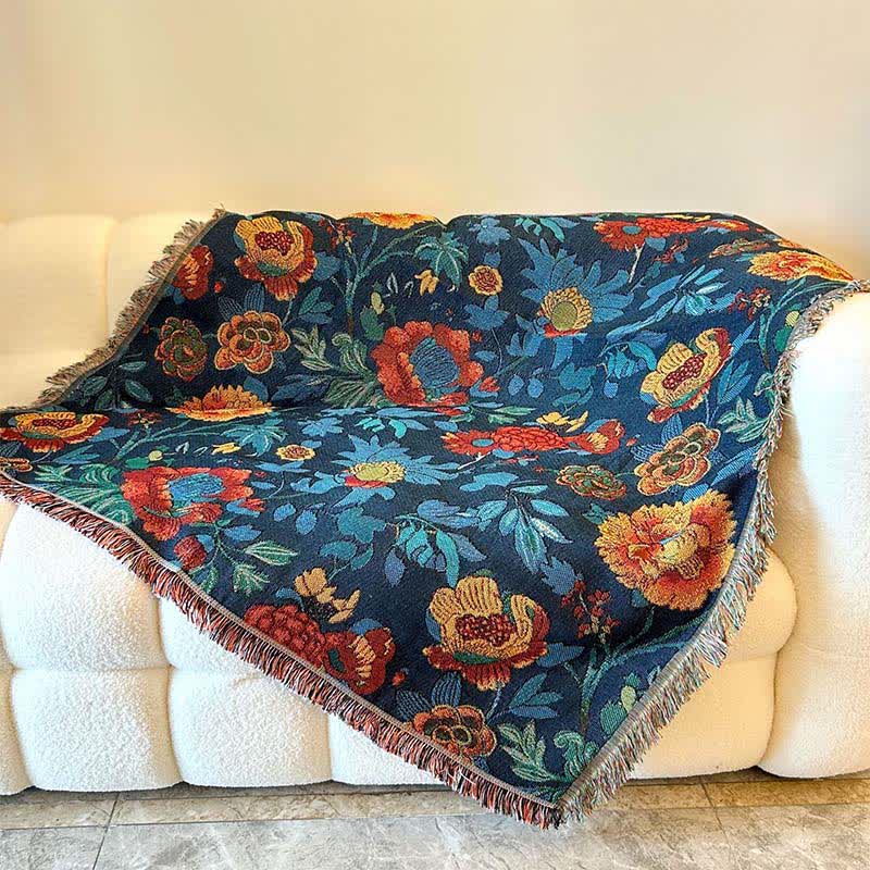Retro Yellow Floral Sofa Throw Blanket - image 4
