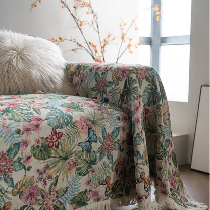 Tropical Monstera Butterfly Sofa Throw Blanket - image 6