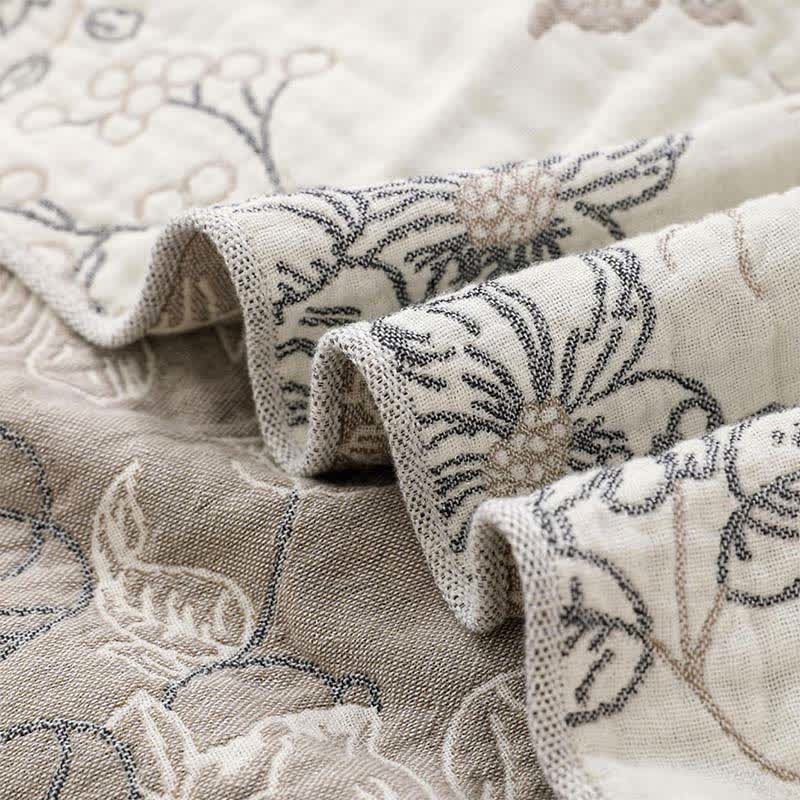 Pastel Floral Cotton Gauze Tassel Quilt - image 4