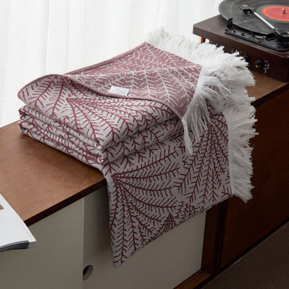 Tree-inspired Reversible Cotton Tassel Quilt - Wine - Queen - image 2