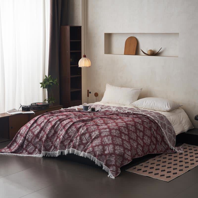 Retro Pattern Reversible Cotton Tassel Quilt - image 3