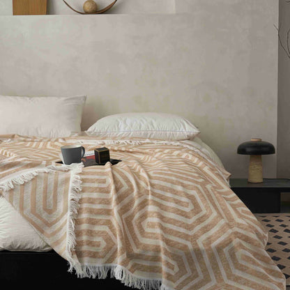 Plaid Jacquard Reversible Cotton Tassel Quilt - image 11