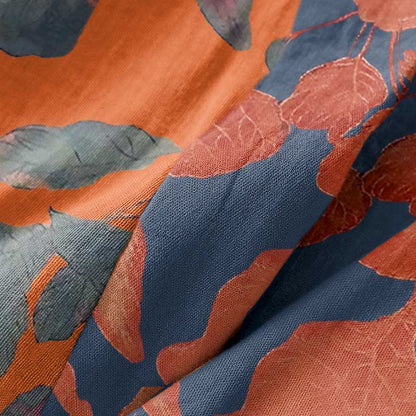 Botanical Leaf Cotton Gauze Kimono Robe - image 13