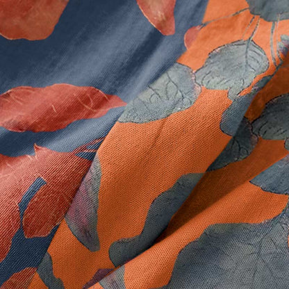 Botanical Leaf Cotton Gauze Kimono Robe - image 6