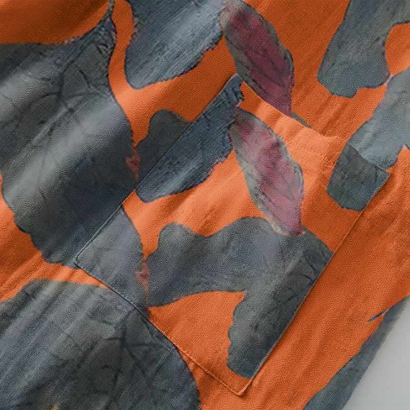 Botanical Leaf Cotton Gauze Kimono Robe - image 12