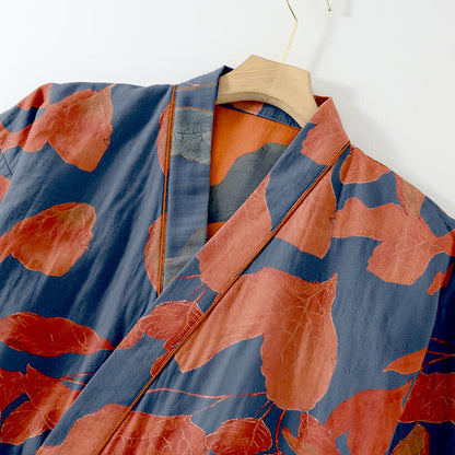 Botanical Leaf Cotton Kimono Loungewear Set - image 3