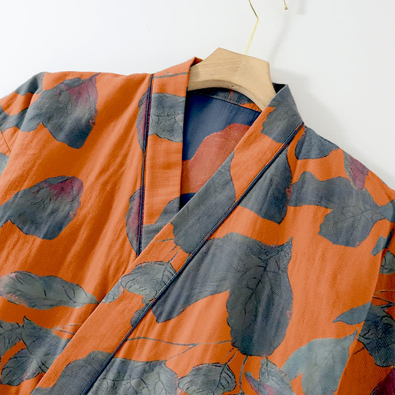Ownkoti Botanical Leaf Cotton Kimono Loungewear Set - image 5