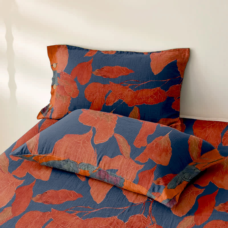 Botanical Leaf Cotton Gauze Jacquard Bedspread - image 7