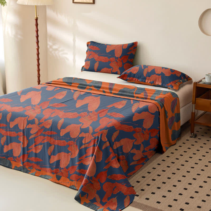 Botanical Leaf Cotton Gauze Jacquard Bedspread - image 6