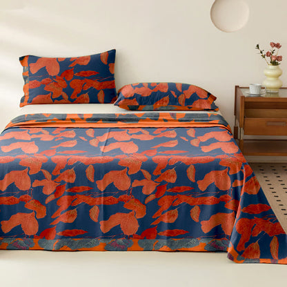 Botanical Leaf Cotton Gauze Jacquard Bedspread - Purple - 2PCS Pillowcases - 41" x 20" - image 5