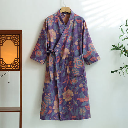 Hibiscus Cotton Gauze Pocket Bathrobe - XL - image 1