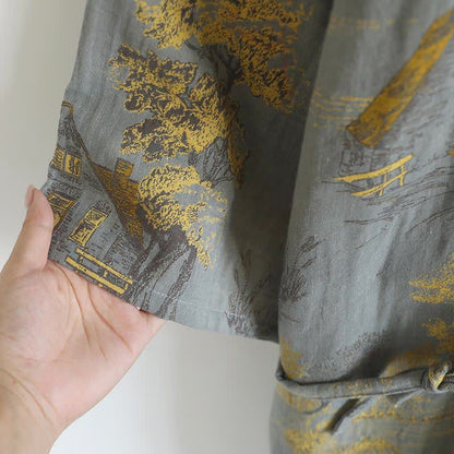 Unisex Landscape Cotton Gauze Bathrobe - image 8