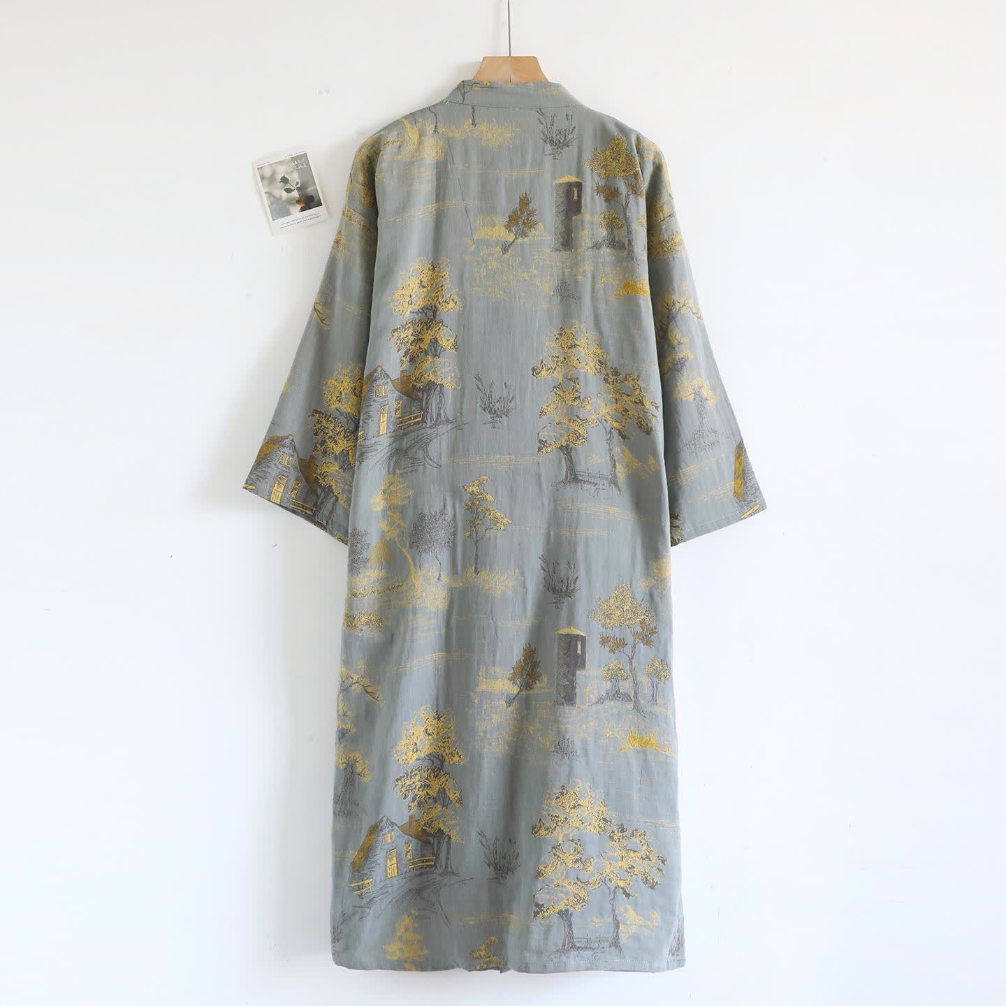 Unisex Landscape Cotton Gauze Bathrobe - image 2