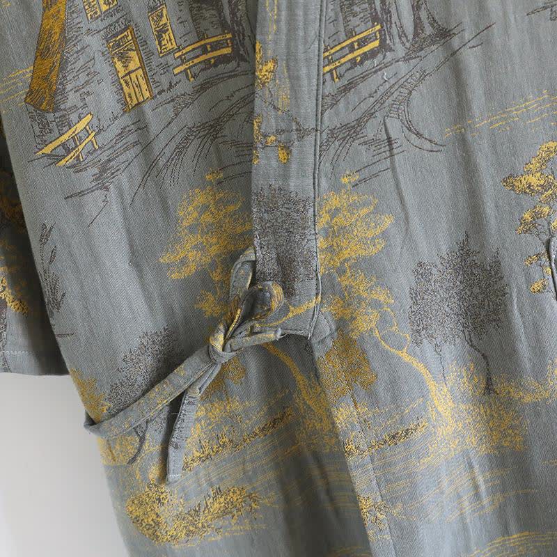 Unisex Landscape Cotton Gauze Bathrobe - image 7