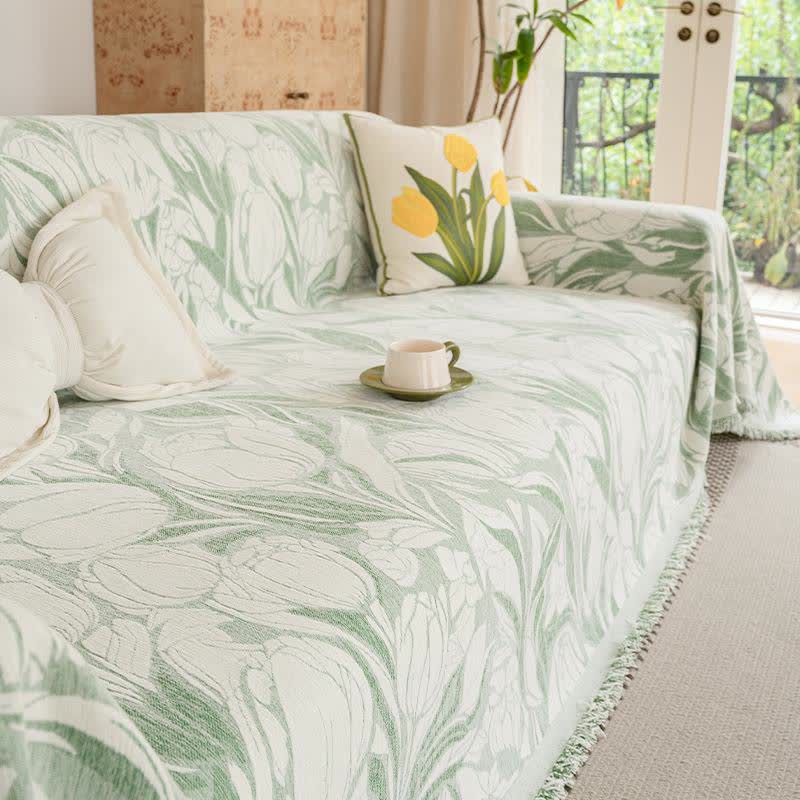Green Tulip Chenille Sofa Throw Blanket - image 2