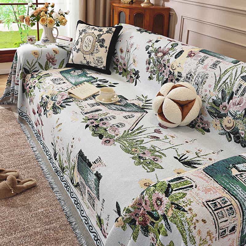 Countryside Town Chenille Sofa Throw Blanket - image 2
