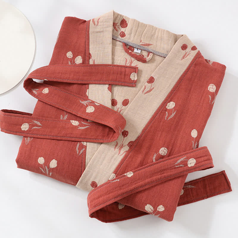 Unisex Tulip Cotton Pocket Kimono Bathrobe - image 2