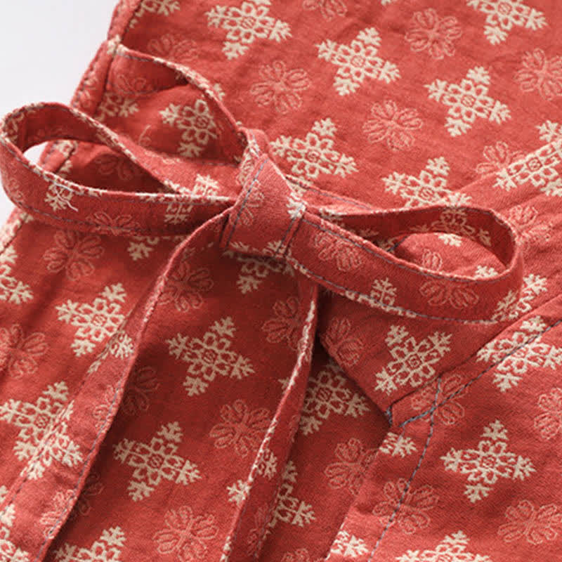 Unisex Geometric Pattern Cotton Pocket Bathrobe - image 3