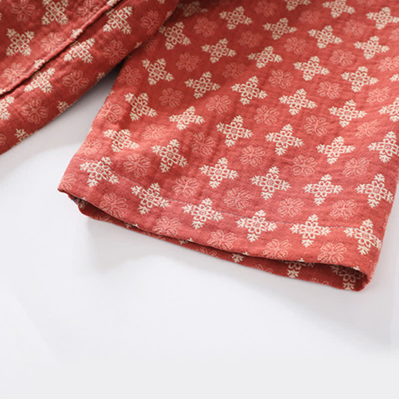 Unisex Geometric Pattern Cotton Pocket Bathrobe - image 4