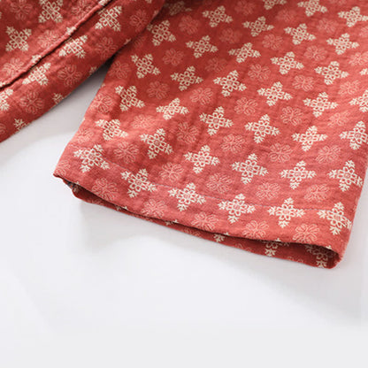 Unisex Geometric Pattern Cotton Pocket Bathrobe - image 4