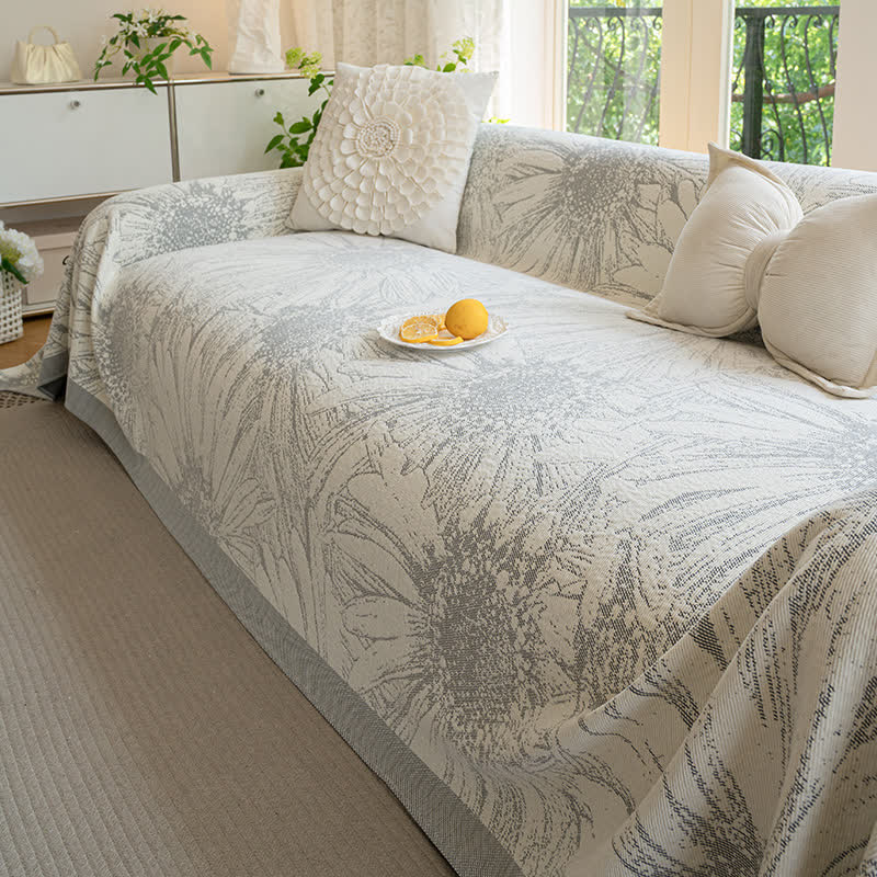 Ownkoti Artistic Sunflower Chenille Sofa Throw Blanket - Grey - 71" x 134" - image 5