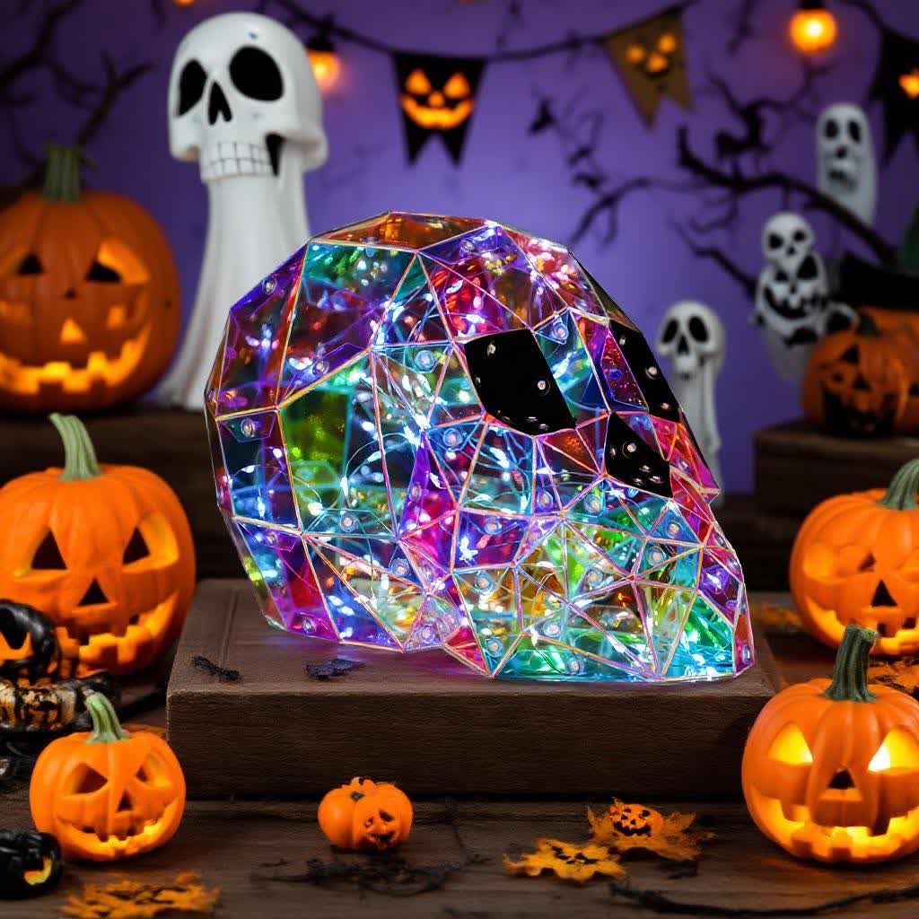 3D Skull Infinity Lights Halloween Decoration - image 1