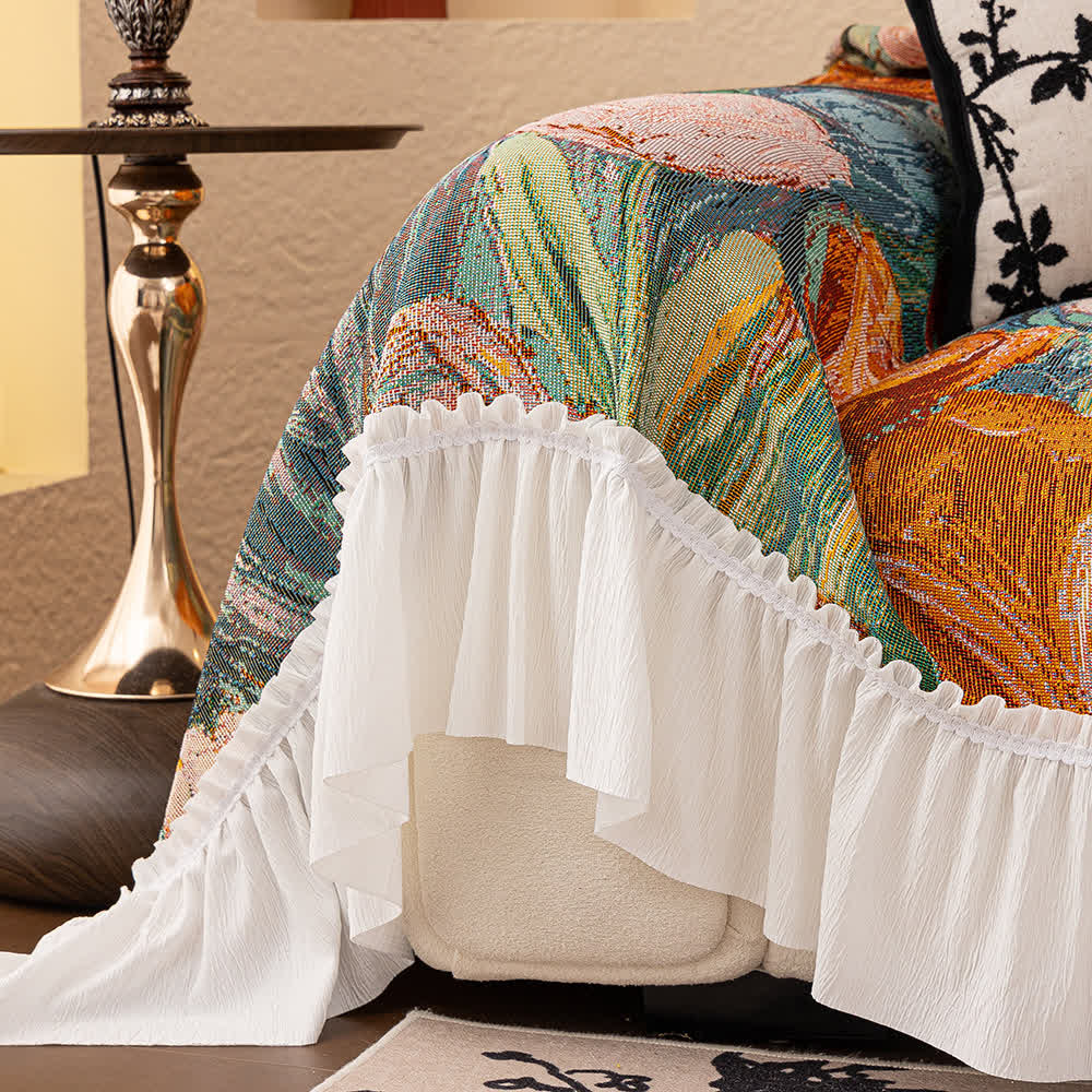 Oil Painting Ruffled Sofa Throw Blanket - image 6