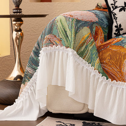 Oil Painting Ruffled Sofa Throw Blanket - image 6