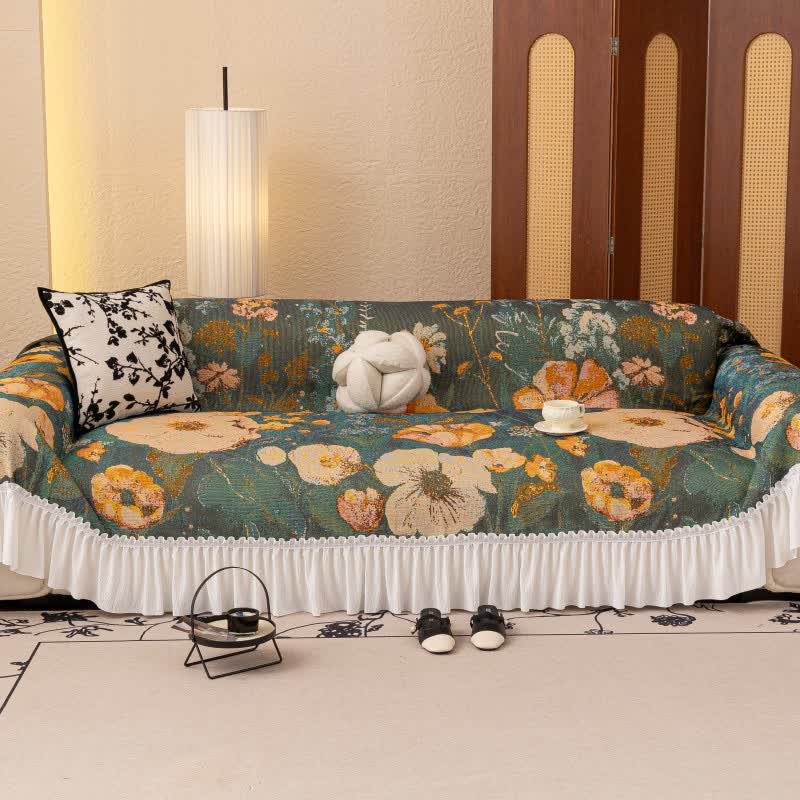 Yellow Floral Ruffled Sofa Throw Blanket - image 2