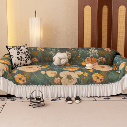 Yellow Floral Ruffled Sofa Throw Blanket - image 2