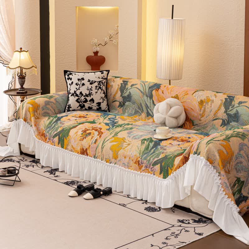 Rustic Style Ruffled Sofa Throw Blanket - 79" x 134" - image 1