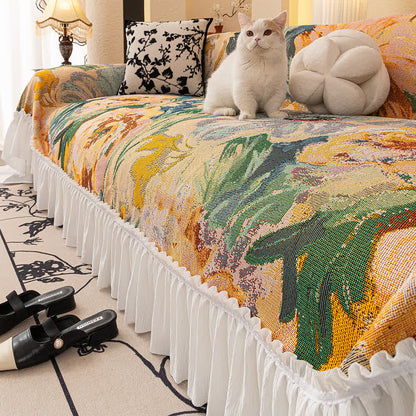 Rustic Style Ruffled Sofa Throw Blanket - image 3