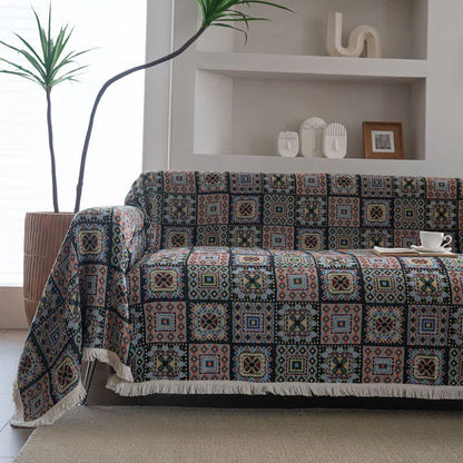 Geometric Plaid Sofa Throw Blanket - image 1