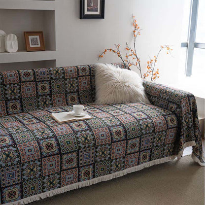 Geometric Plaid Sofa Throw Blanket - image 3