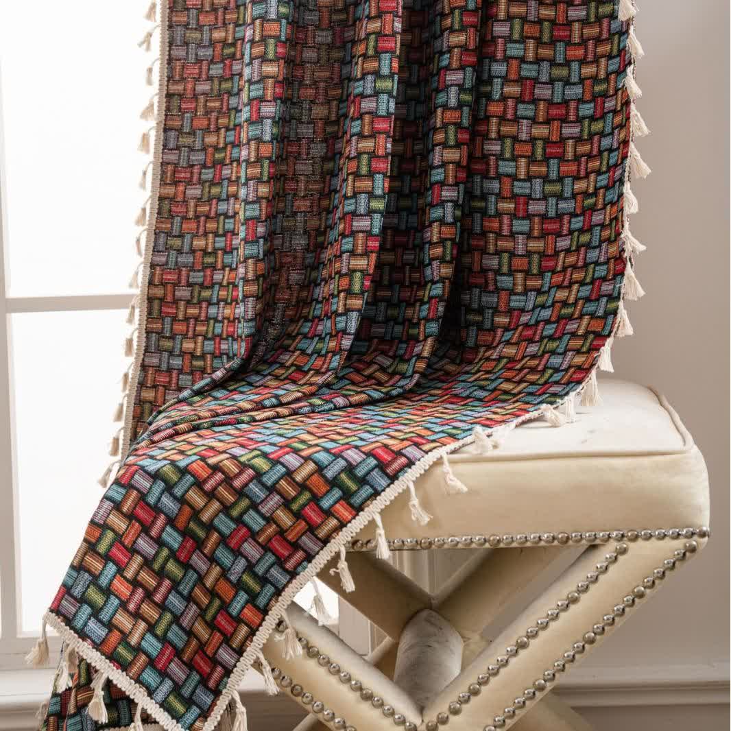 Colorful Geometric Knot Jacquard Curtains - image 3