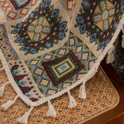 Retro Geometric Square Jacquard Curtain - image 7