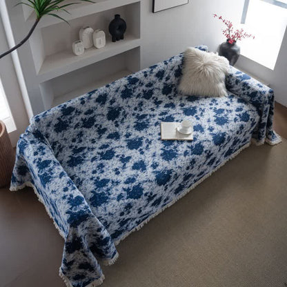 Blue Abstract Jacquard Sofa Throw Blanket - image 3