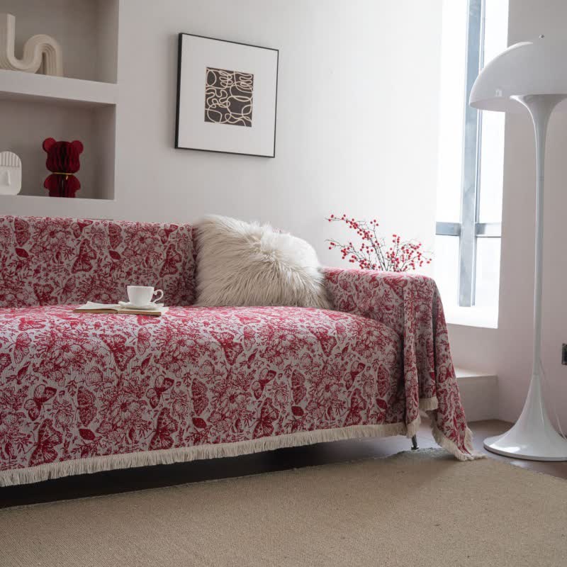 Red Butterfly Floral Sofa Throw Blanket - image 4