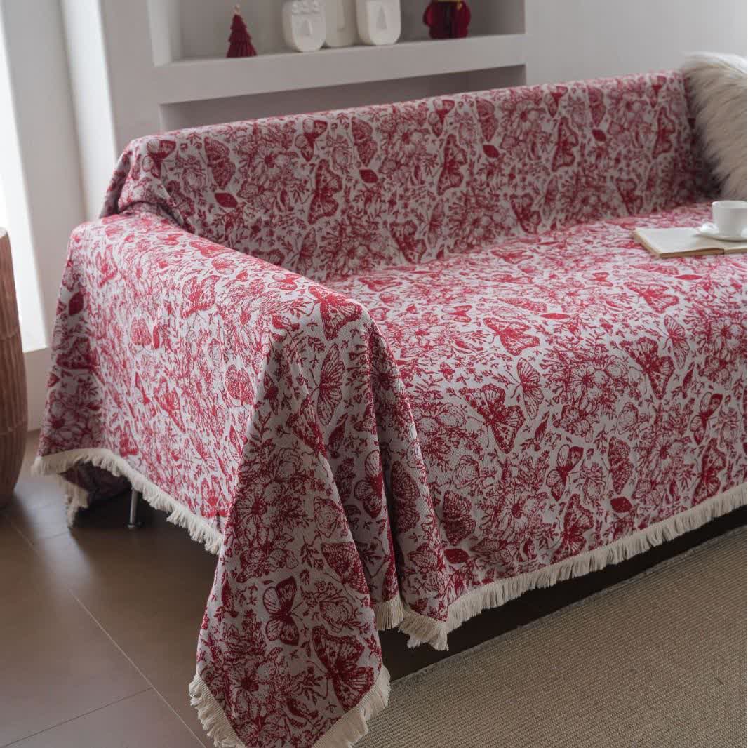 Red Butterfly Floral Sofa Throw Blanket - image 5
