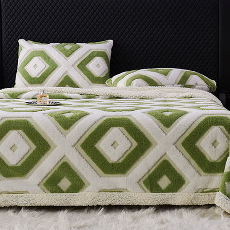 Geometric Pattern Jacquard Sherpa Blanket - image 6