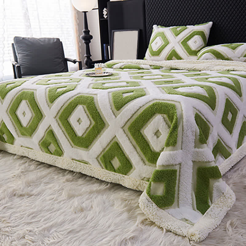 Geometric Pattern Jacquard Sherpa Blanket - image 4