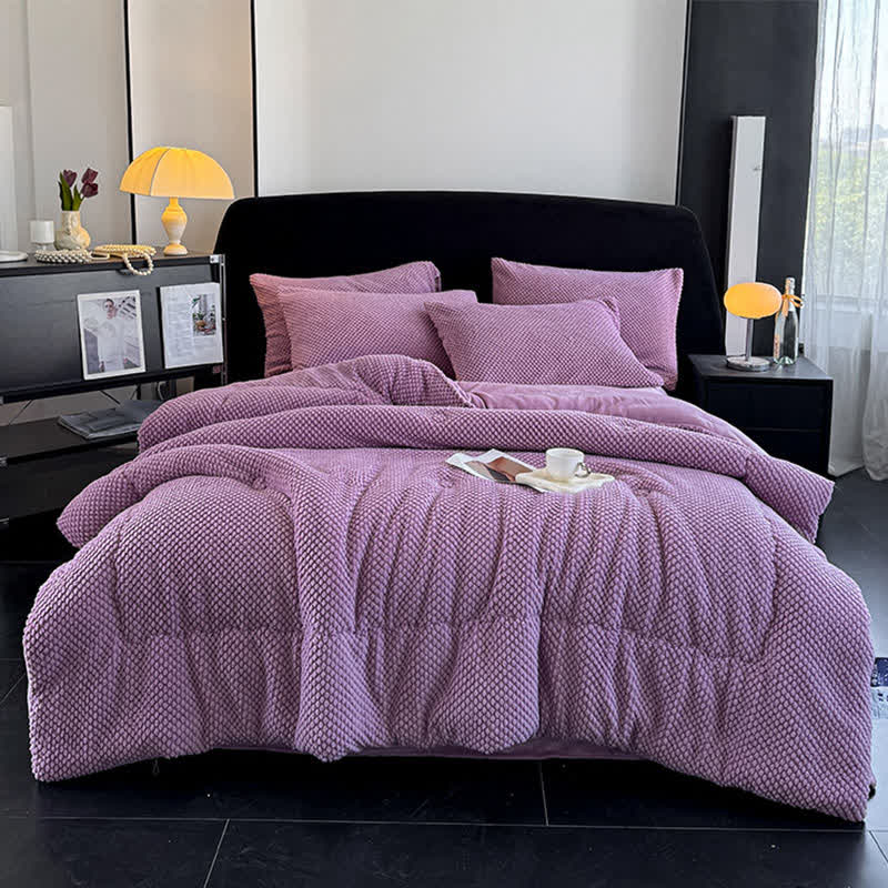 Solid Color Textured Warm Blanket - Purple - 2PCS Pillowcases - 19" x 29" - image 18