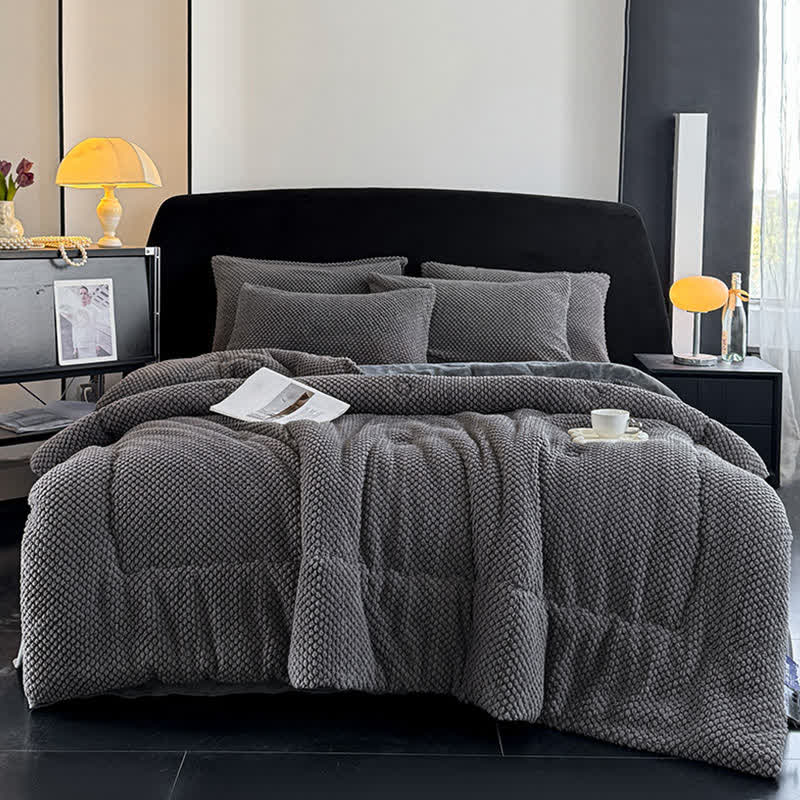 Solid Color Textured Warm Blanket - Grey - 2PCS Pillowcases - 19" x 29" - image 1