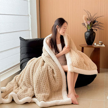 Textured Waffle Sherpa Throw Blanket - image 4