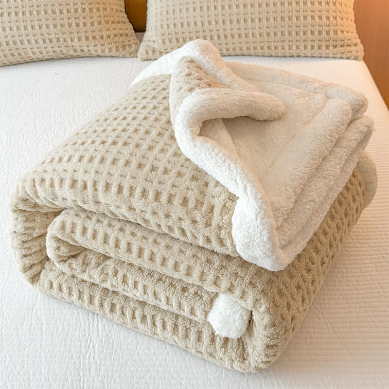 Textured Waffle Sherpa Throw Blanket - image 6
