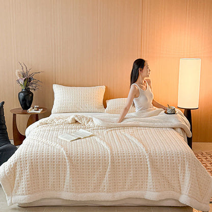 Textured Waffle Sherpa Throw Blanket - image 10